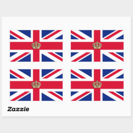 Bandeira da Coroa e Union Jack Adesivo Retangular
