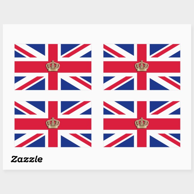 Bandeira da Coroa e Union Jack Adesivo Retangular (Folha)