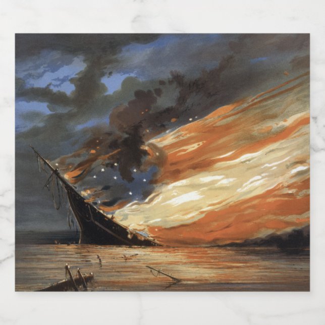 Bandeira da Guerra Civil Rebelde no Fogo da bandei (Rótulo Único)