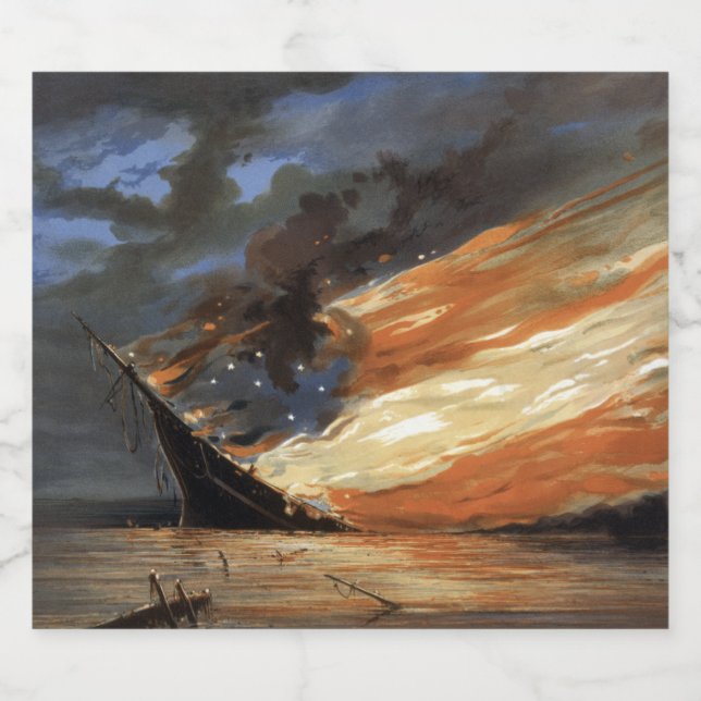 Bandeira da Guerra Civil Rebelde no Fogo da bandei (Rótulo Único)