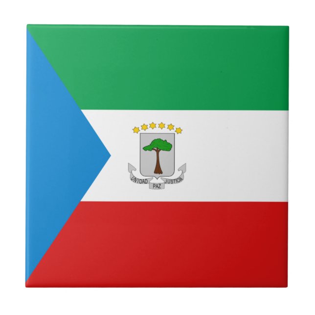 Bandeira da Guiné Equatorial Azulejo Cerâmico (Frente)