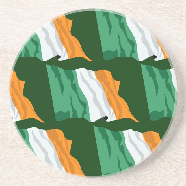 Bandeira da Irlanda Porta-copos de Arenito (Frente)