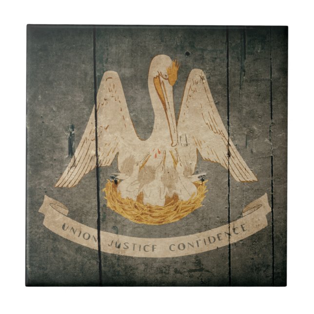 Bandeira da Louisiana em Madeira robusta (Frente)