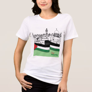 Bandeira da Palestina e casas antigas feitas à mão