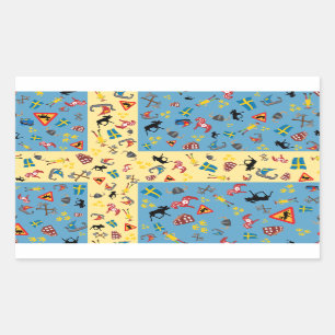 Bandeira da suecia com etiqueta dos ícones da