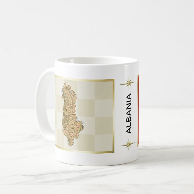 Bandeira de Albânia + Caneca do mapa (Frente Esquerda)