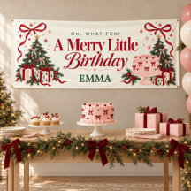 Bandeira de Aniversário de Natal Bolo Rosa Arco
