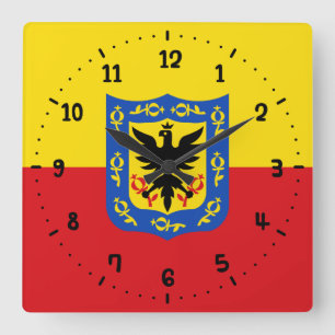 Bandeira de Bogotá, relógio de parede na Praça