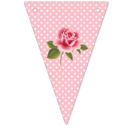 Bandeira de Bunting Floral de Azul-Chique Rosa