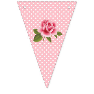 Bandeira de Bunting Floral de Azul-Chique Rosa