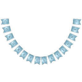 Bandeira de Bunting Floral Decorativa Azul