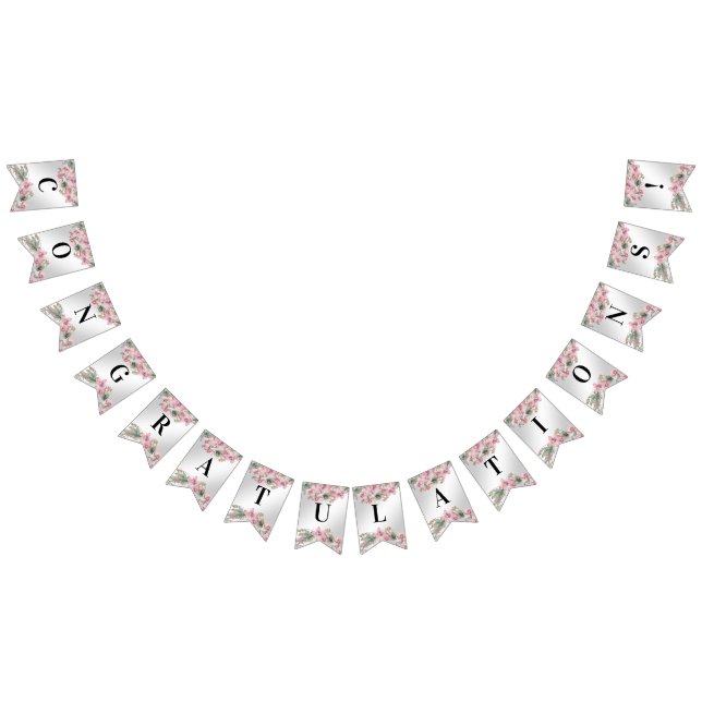 Bandeira de Bunting Floral Rosa de Primavera (Todos)