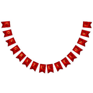 Bandeira de Casamento com Flor Vermelho