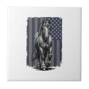 Bandeira de Cavalo de Trato Patriótico Vintage Des