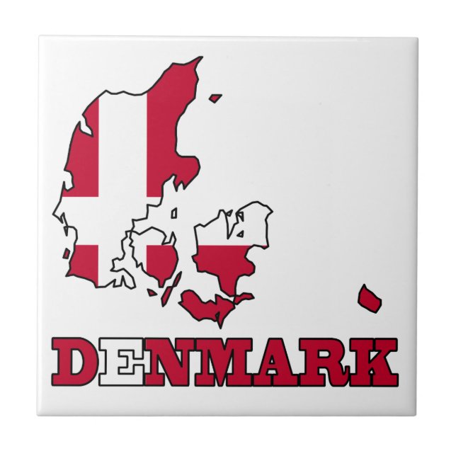 Bandeira de Dinamarca no mapa (Frente)