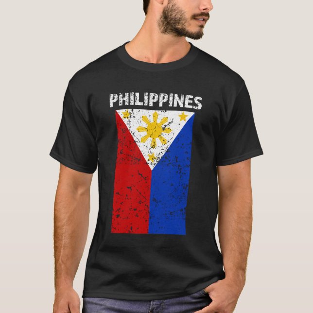 Bandeira de Filipinas - orgulho filipino - camisa (Frente)