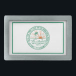 Bandeira de Fort Pembroke Pines, Flórida<br><div class="desc">Belt Buckle com um design com a bandeira de Pembroke Pines, Flórida. Uma bandeira branca com um selo verde da cidade no centro</div>