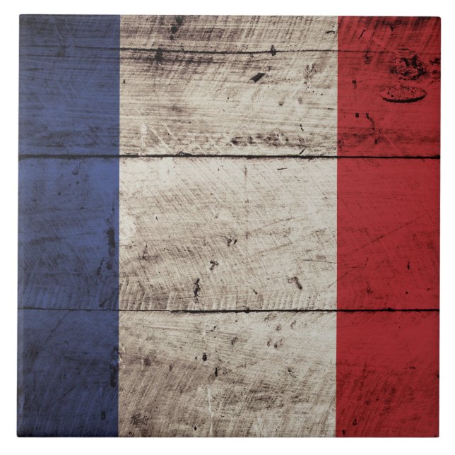 Bandeira de France na grão de madeira velha (Frente)