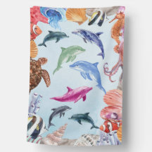 Bandeira de golfinhos de aquarela