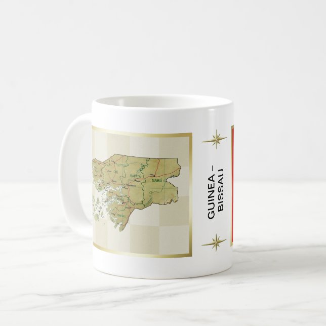 Bandeira de Guiné-Bissau + Caneca do mapa (Frente Esquerda)
