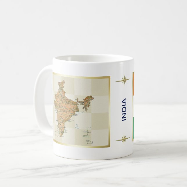 Bandeira de India + Caneca do mapa (Frente Esquerda)