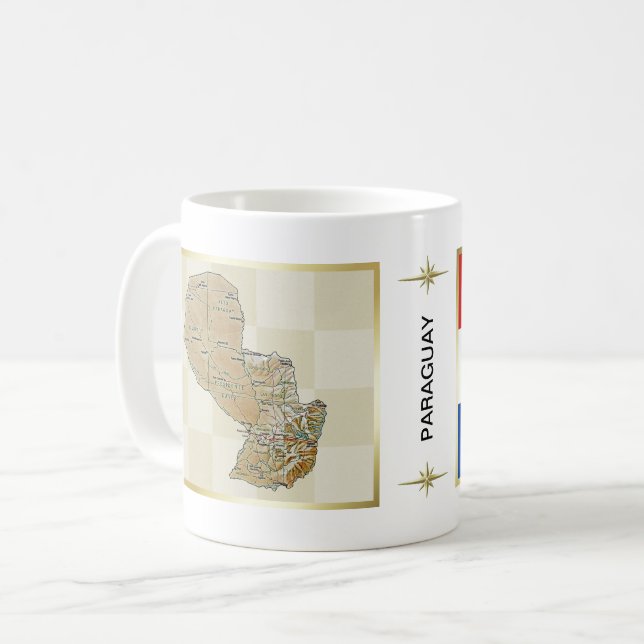 Bandeira de Paraguai + Caneca do mapa (Frente Esquerda)
