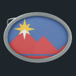 Bandeira de Pocatello, Idaho<br><div class="desc">Belt Buckle com uma design com a bandeira de Pocatello,  Idaho. Uma bandeira azul com montanhas vermelhas e uma estrela amarela</div>