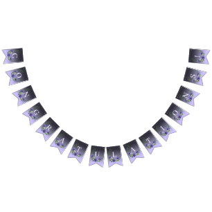 Bandeira de reabastecimento de flores roxas com aq