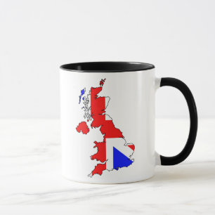 Bandeira de Union Jack na caneca britânica do mapa