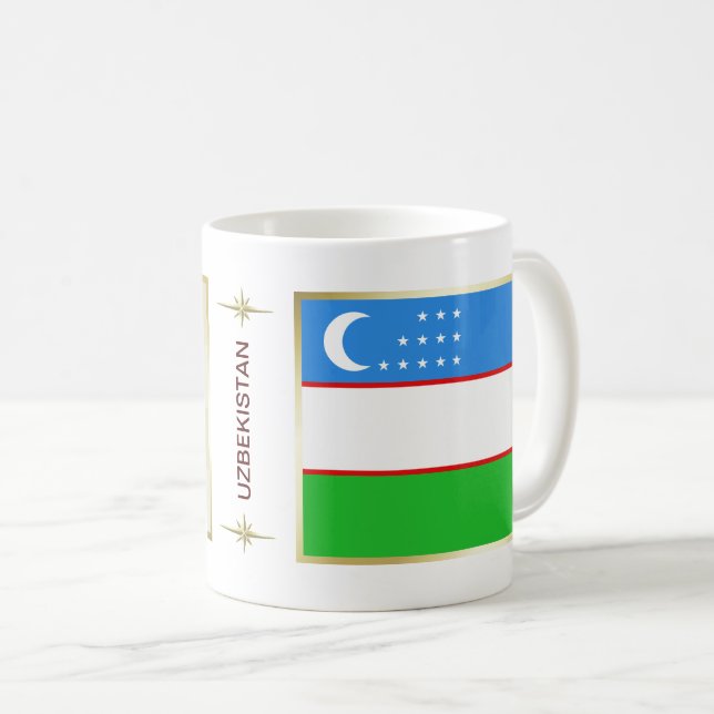 Bandeira de Uzbekistan + Caneca do mapa (Frente Esquerda)