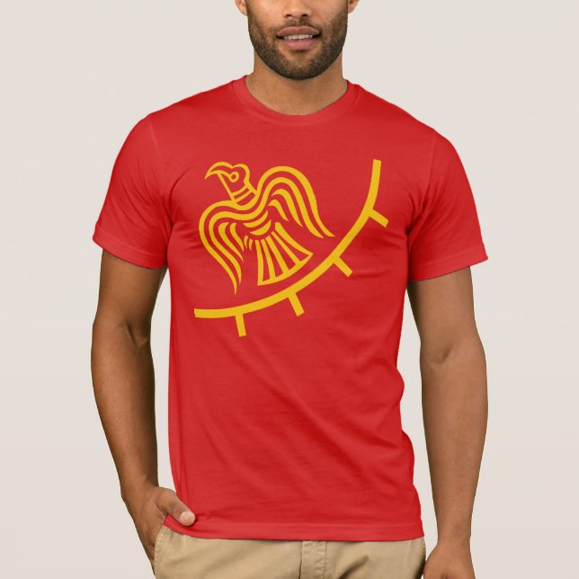 Bandeira de Viking na camisa vermelha (Frente)