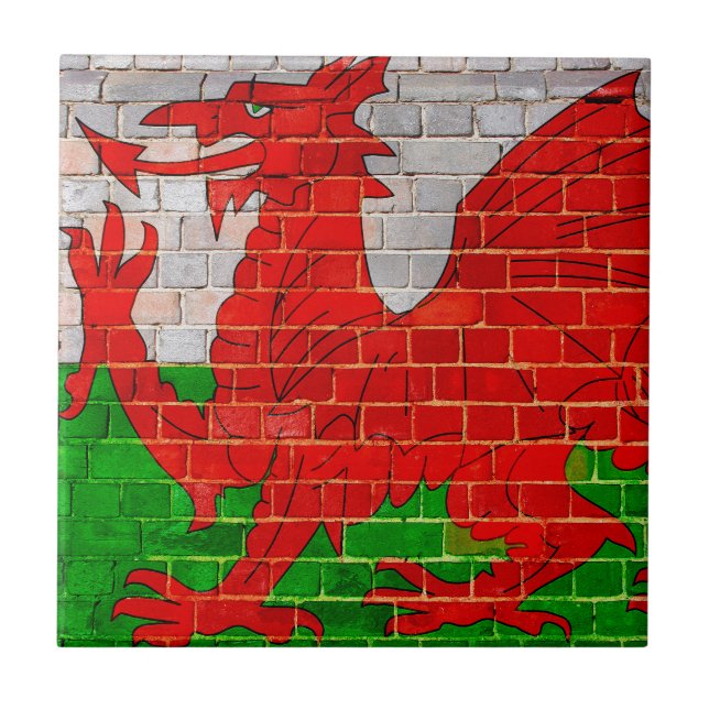 Bandeira de Wales em uma parede de tijolo (Frente)