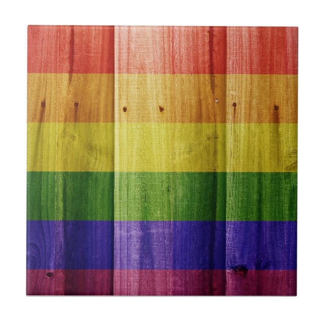 Bandeira do arco-íris de madeira (Frente)
