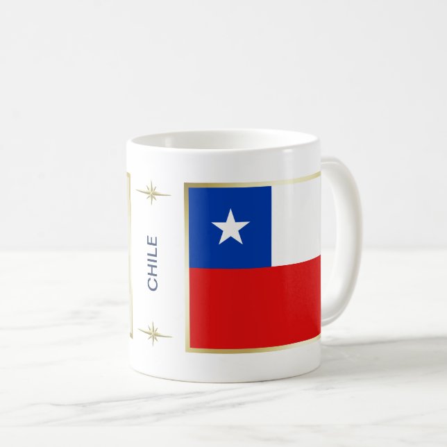 Bandeira do Chile + Caneca do mapa (Frente Esquerda)