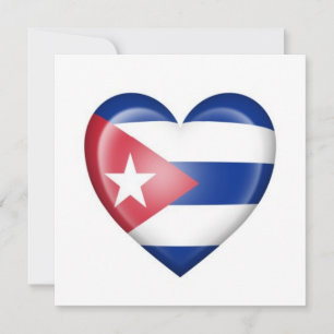 Bandeira do Coração Cubano em Branco