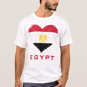 Bandeira do Egito Coração em Distress Camiseta Mas