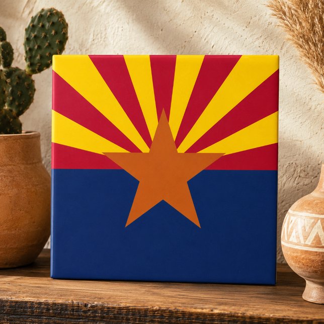 Bandeira do Estado do Arizona (State of Arizona Flag Ceramic Tile)