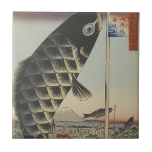 Bandeira do Festival de Peixes Koi Hiroshige Japon