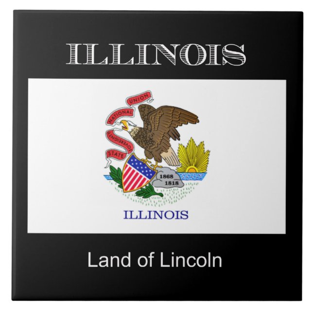Bandeira do Illinois, rotulada, (Frente)