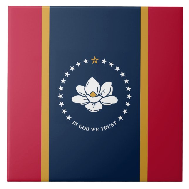 Bandeira do Mississippi em Azulejo (Frente)