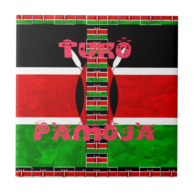 Bandeira do Quênia: Tuko Pamoja - Design de Arte U (Frente)