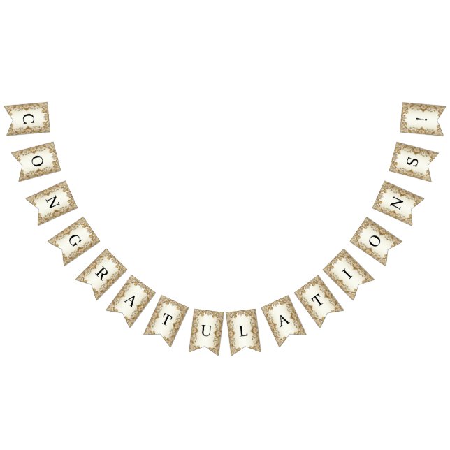 Bandeira Dourada Decorativa Flores Brancas (Todos)