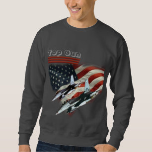Bandeira e aviões de combate de Top Gun do t-shir