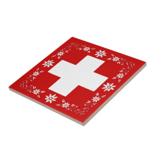 Bandeira e edelweiss suíços