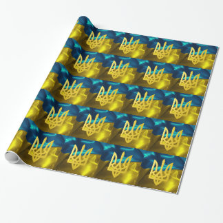 Bandeira e papel de embrulho ucranianos de Tryzub