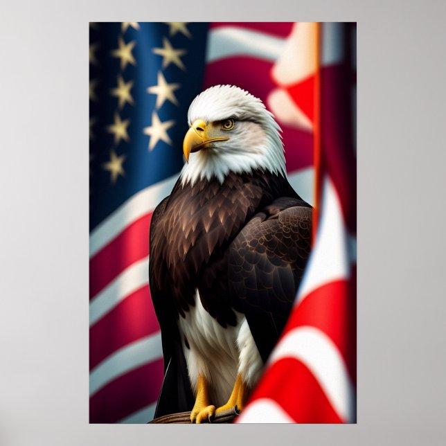 Bandeira Eagle Patriótica Poster Impressão (Frente)