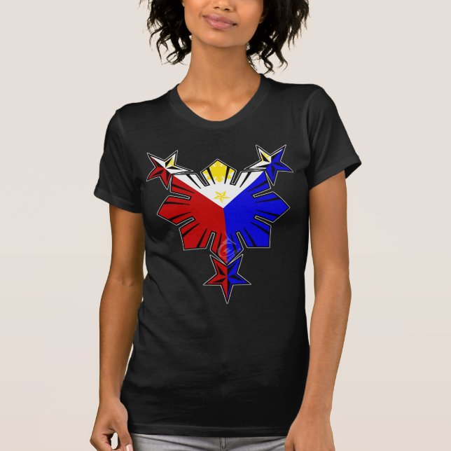 Bandeira filipina Sun e camisa das estrelas (Frente)