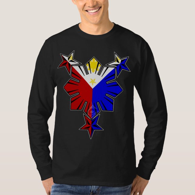 Bandeira filipina Sun e camisa longa da Capa das (Frente)