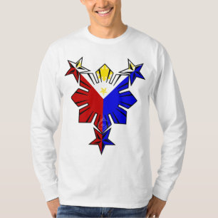 Bandeira filipina Sun e camisa longa da Capa das