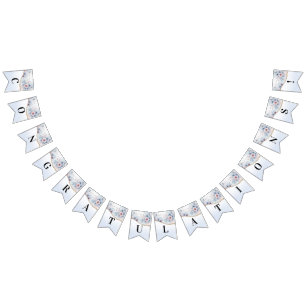 Bandeira Floral Cor-de-Água Azul Rosa